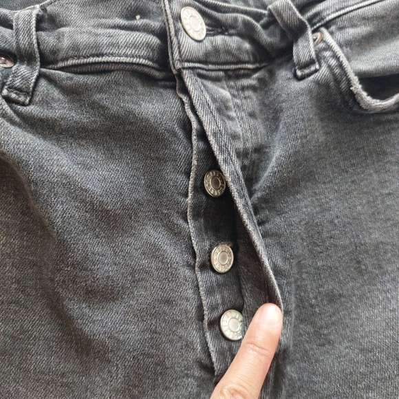 Agolde Nico Cassette  Distressed Black Button Fly Jeans Size 29 - Picture 12 of 13